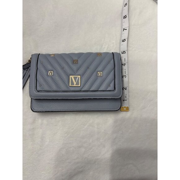 Victorias Secret Quilted Tech Skyflower Blue Wristlet Wallet Gold Detailing - Picture 12 of 13